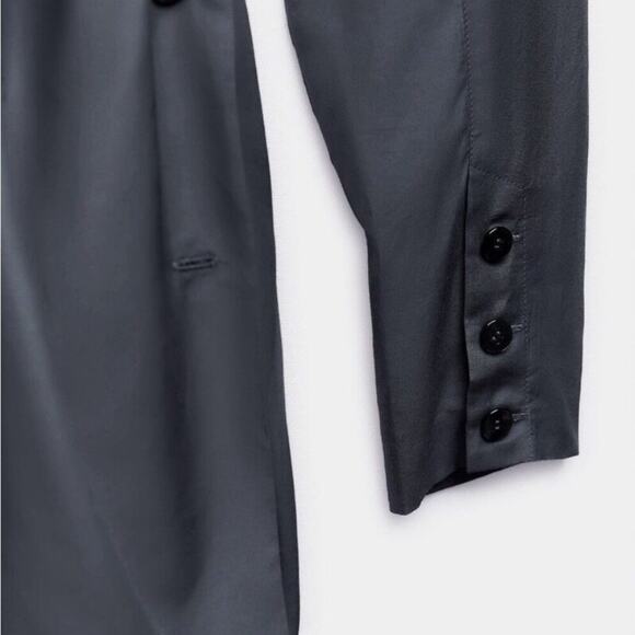 ZARA Gray SILK BLEND SASH KIMONO DRESS LIMITED EDITION Size XS-Small - Picture 7 of 7